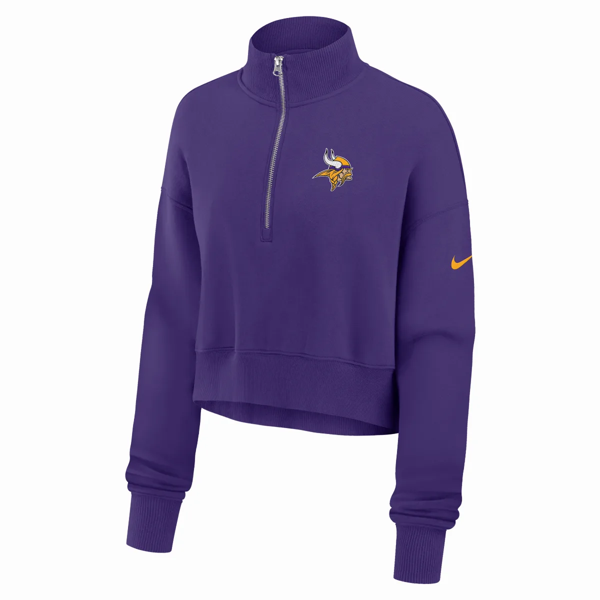 Minnesota Vikings Phoenix NFL Cropped 1/4-Zip Crew by Nike