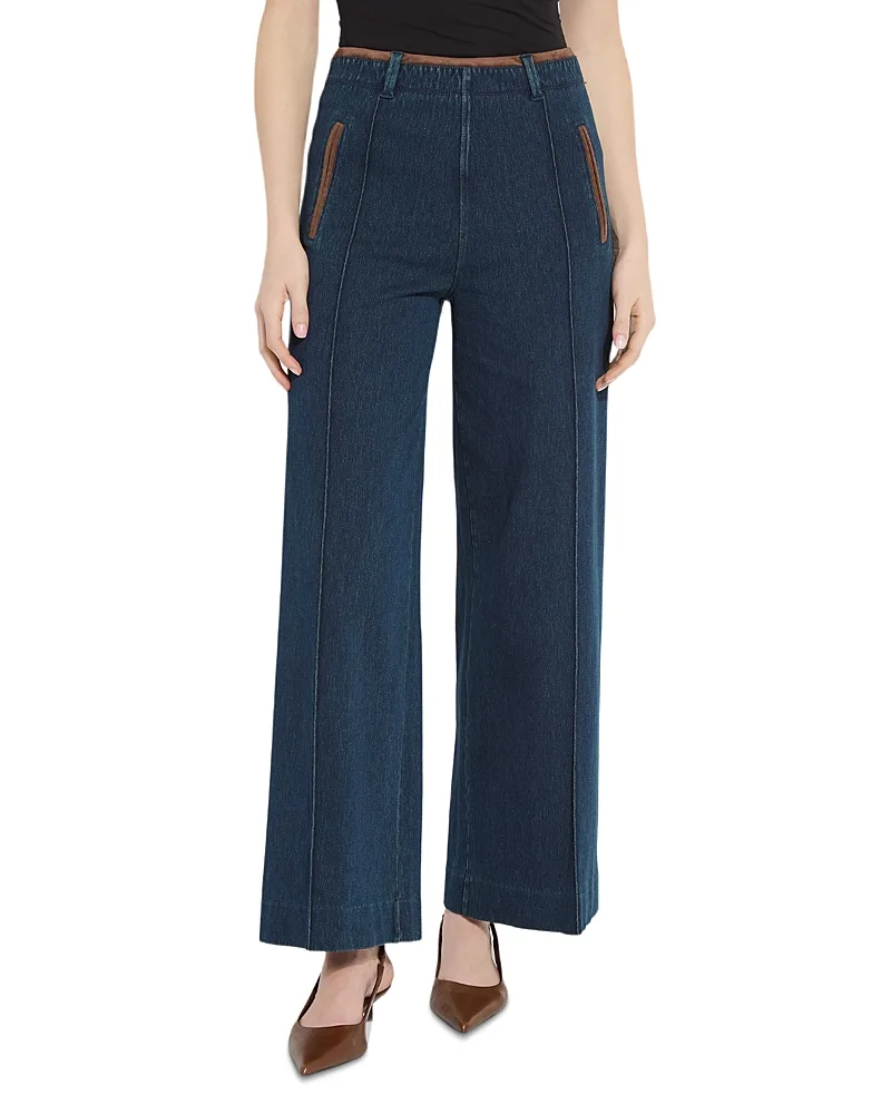 Angelica Cotton Stretch High Waist Pintuck Denim Pants by Lysse
