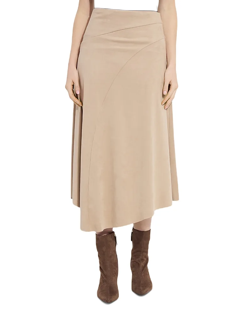 Azalea Faux Suede Asymmetric Hem Skirt by Lysse