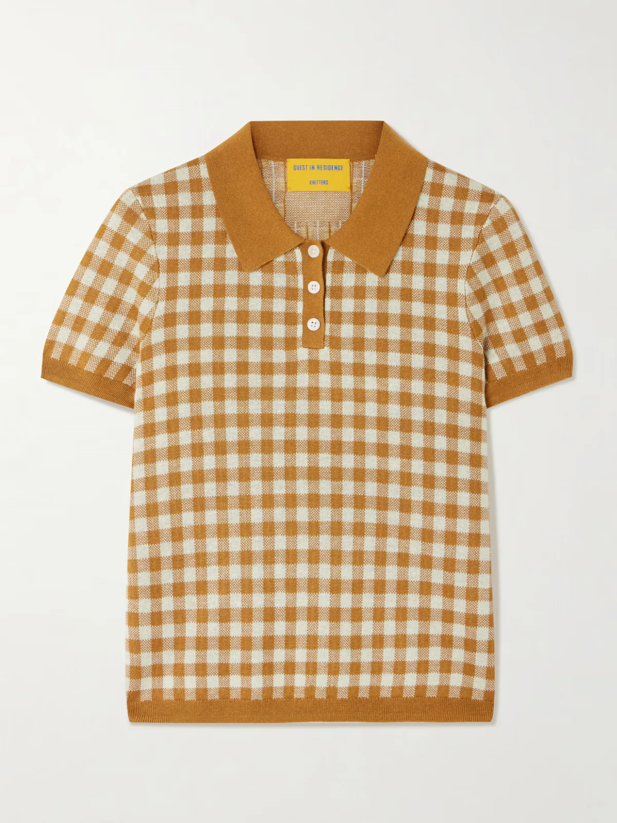 - Cropped Gingham Silk And Linen-blend Jacquard Polo Shirt -
