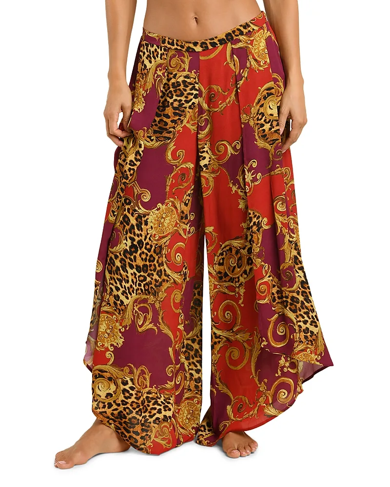Baroque Leopard Scroll Adonis Pants Swim Cover-Up by L'AGENCE