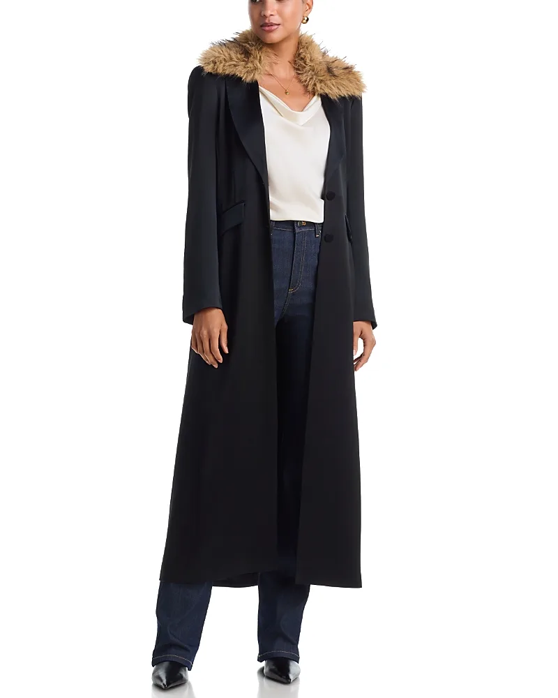 Jyn Faux Fur Collar Coat by Cinq a Sept