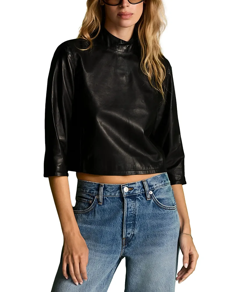 Sloane Mock Neck Leather Top by Re/Done
