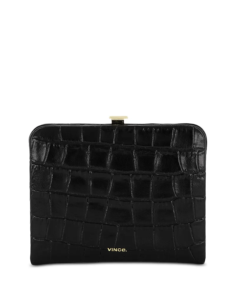 Croc-Embossed Leather Frame Wallet by Vince