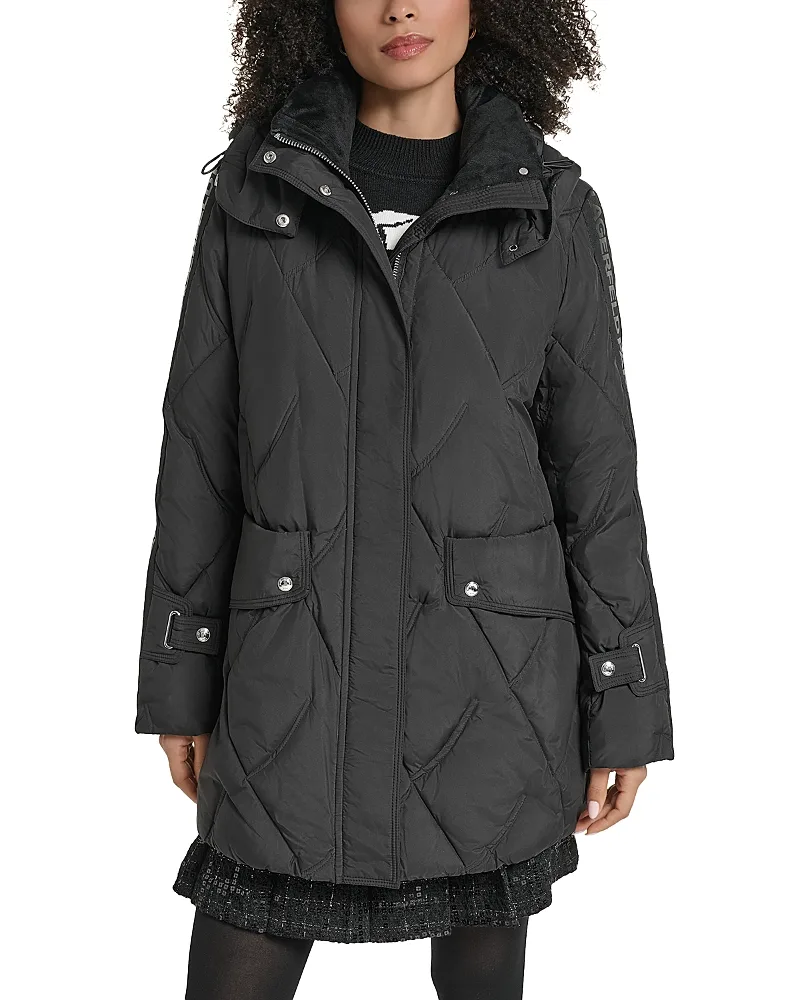 Quilted Hooded Puffer Coat by Karl Lagerfeld