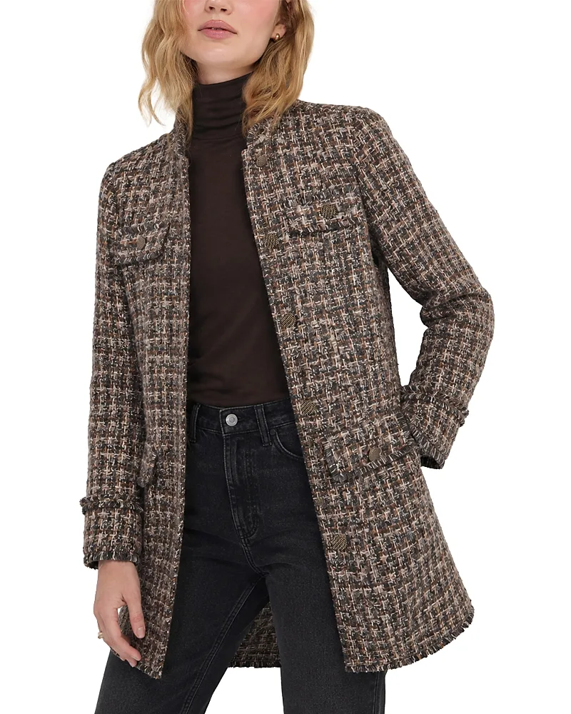 Tweed Mandarin Collar Coat by Liverpool Los Angeles