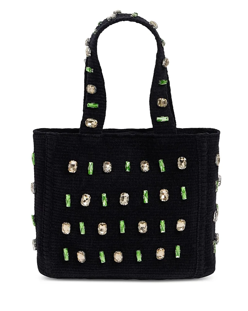 Stone Embellished Knit Top Handle Bag by Sandro