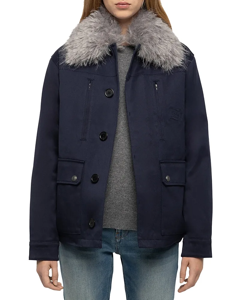 Cotton Faux Fur Trim Jacket by Zadig & Voltaire