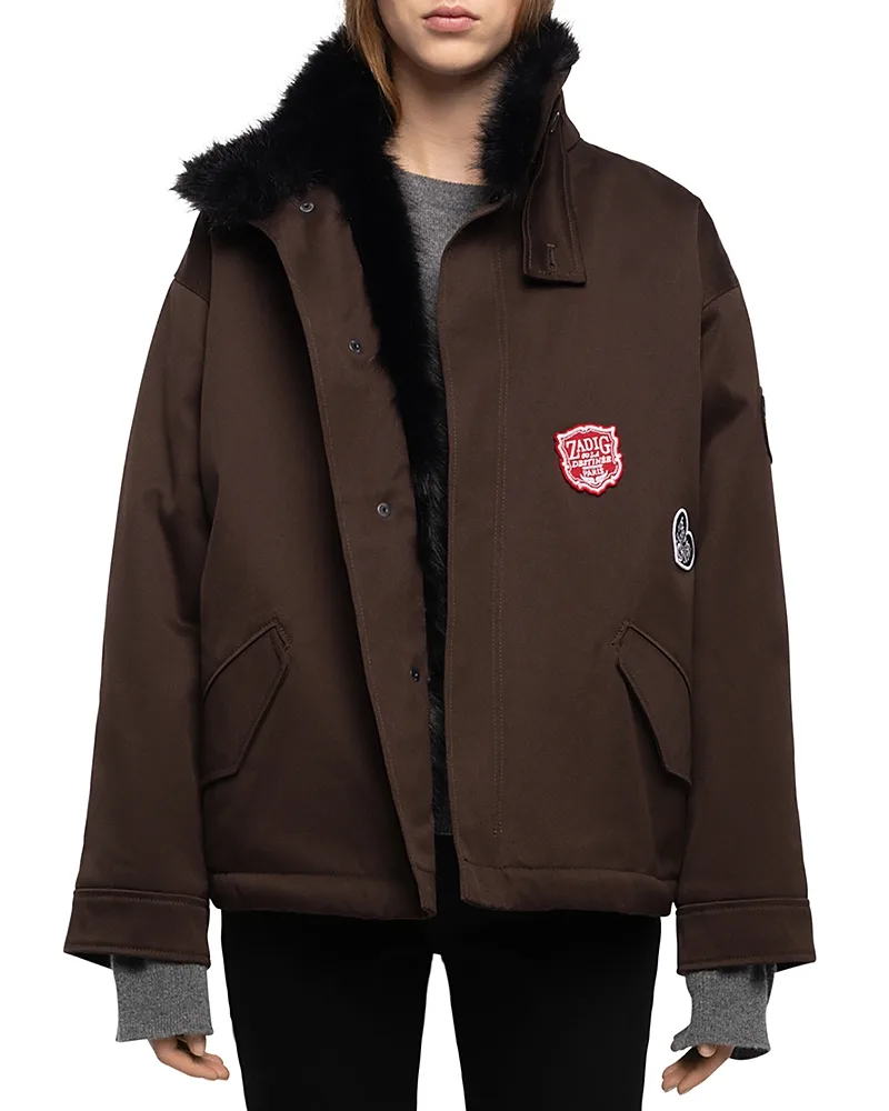 Kadris Cotton Faux Fur Trim Coat by Zadig & Voltaire