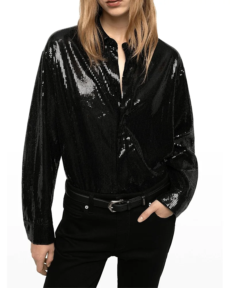 Tyrica Sequin Button Front Shirt by Zadig & Voltaire