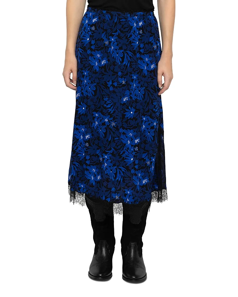 Jarvis Printed Lace Trim Skirt by Zadig & Voltaire