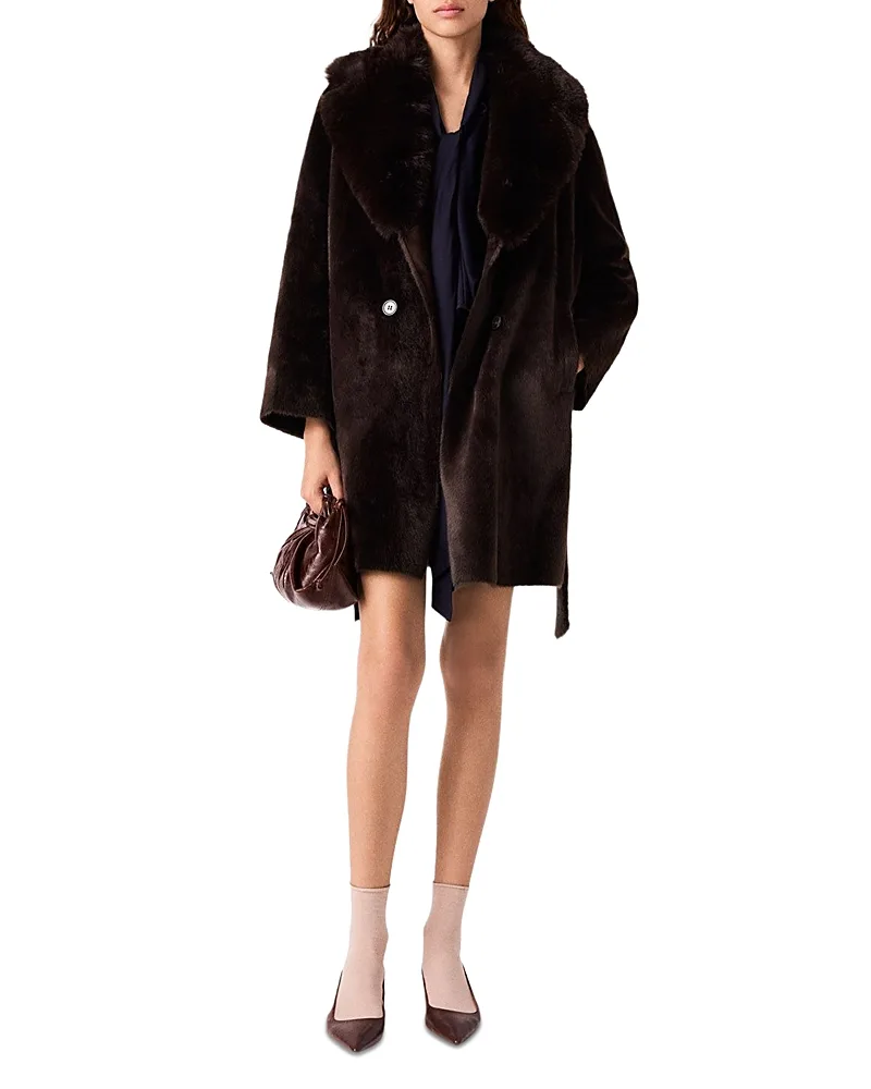 Gederic Mid Length Faux Fur Coat by Maje