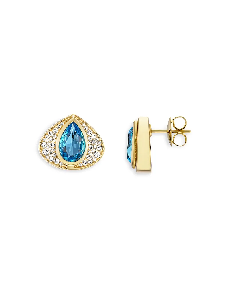 18K Yellow Gold Catylina Gemstone, Onyx, & Diamond Reversible Stud Earrings by Marina B