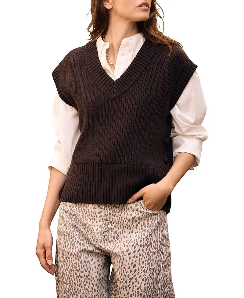 V Neck Tabard Sleeveless Vest Sweater by Mint Velvet