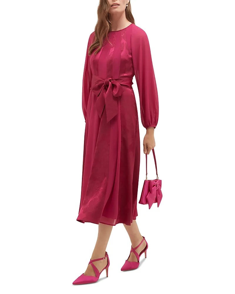 Loren Jacquard Belted Midi Dress by Hobbs London