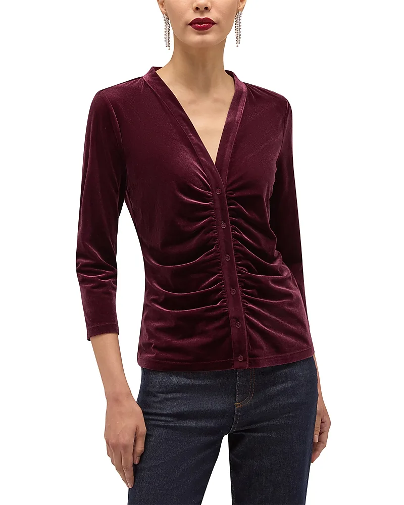 Hattie Velvet Button Front Top by Hobbs London