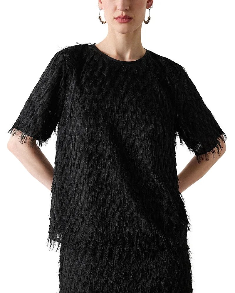Tufted Fringe Short Sleeve Top by Whistles