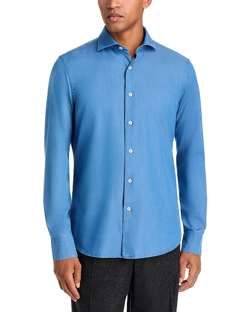Chambray Regular Fit Sport Shirt by Canali