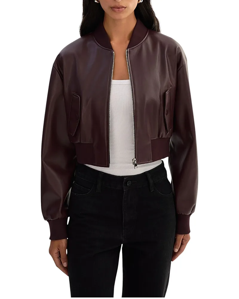 Evelin Faux Leather Bomber Jacket