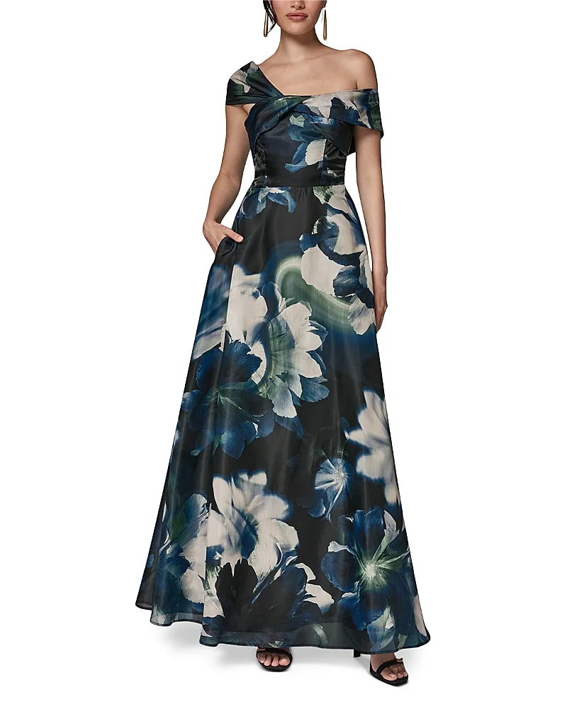 Printed Organza Off the Shoulder Gown by Donna Karan New York