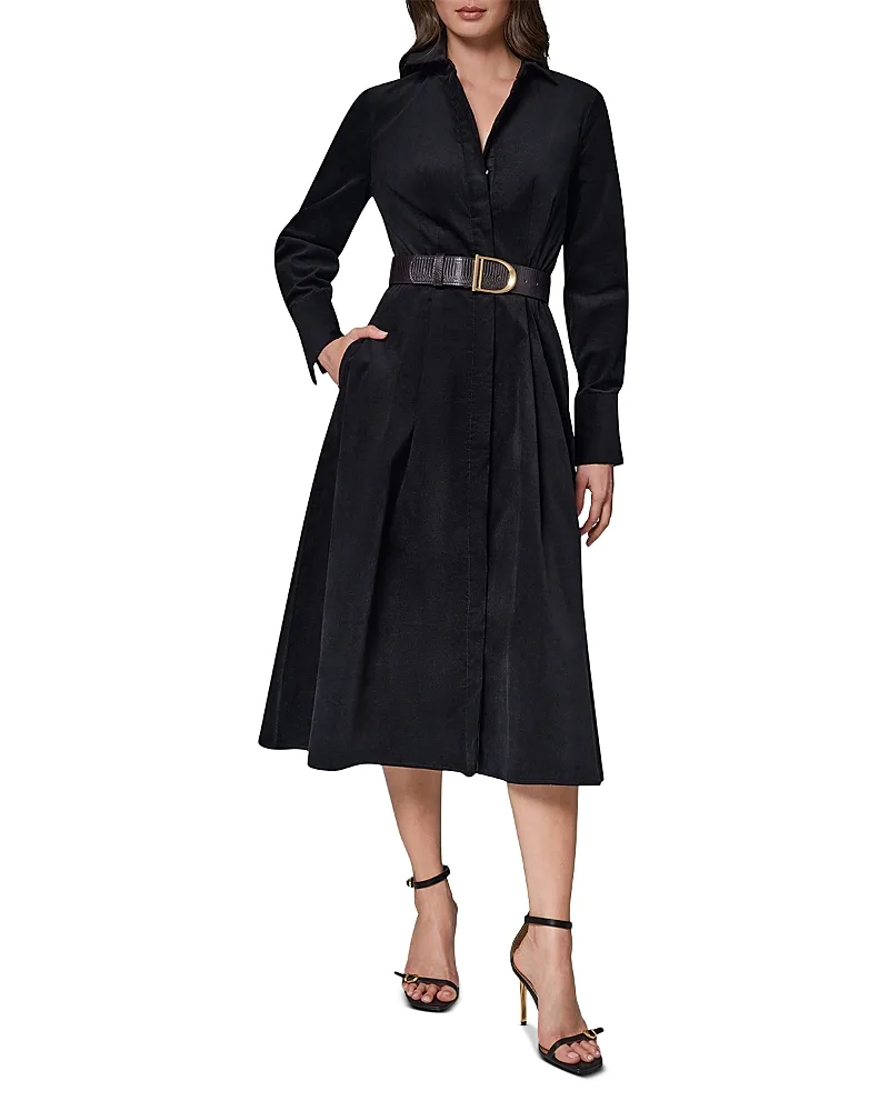 Corduroy Belted Midi Shirt Dress by Donna Karan New York