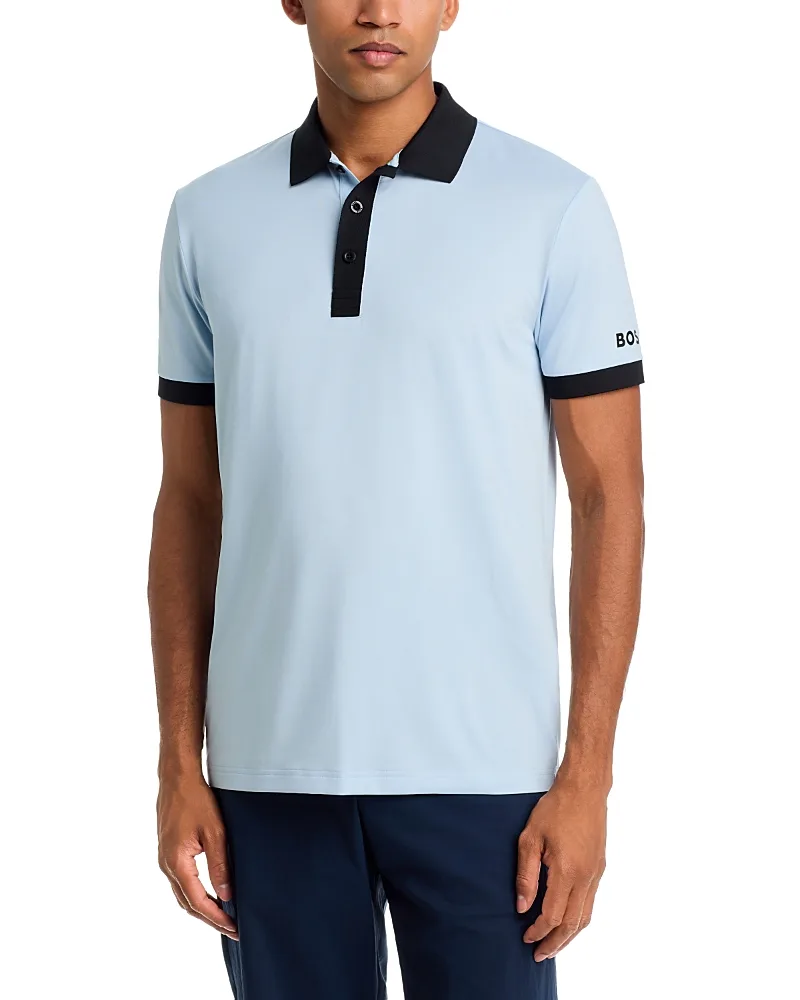 Knit Contrast Collar Golf Logo Polo Shirt by Boss