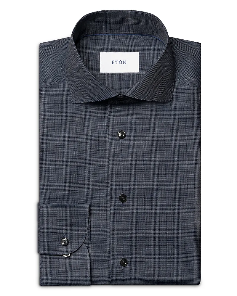 Cotton Slim Fit Check Flannel Dress Shirt by Eton
