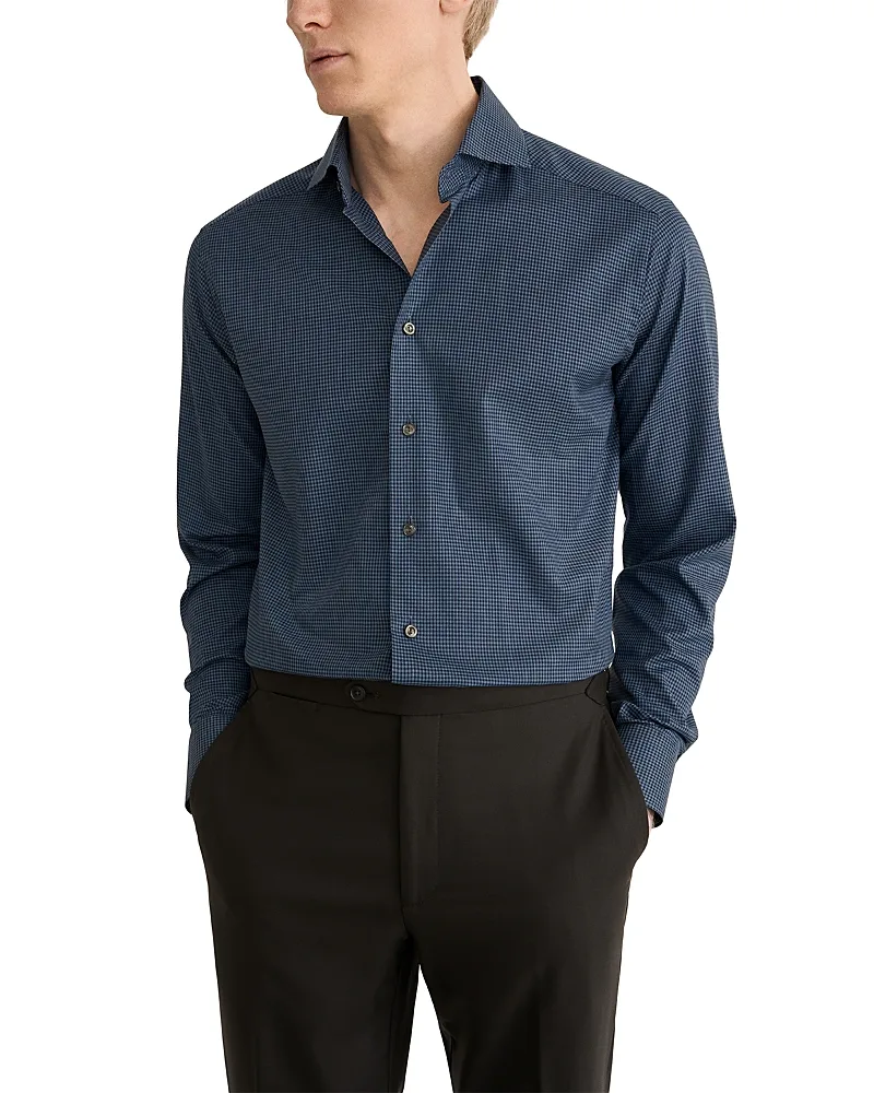 Contemporary Fit Micro Check Flannel Dress Shirt by Eton