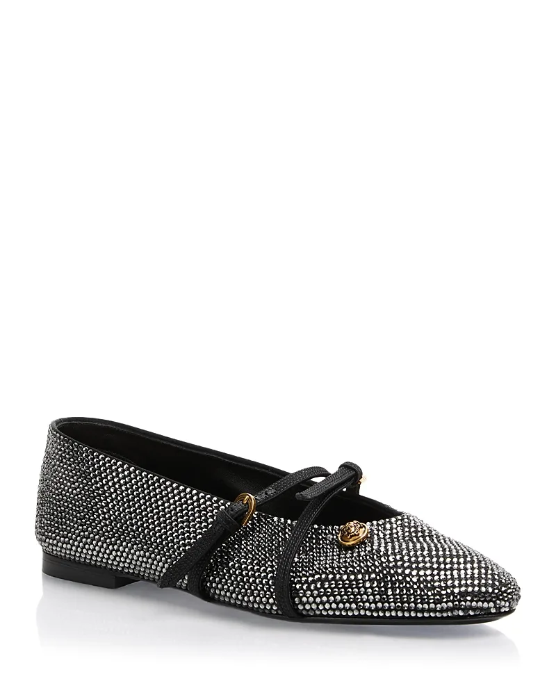 Crystal Embellished Mary Jane Flats by Versace