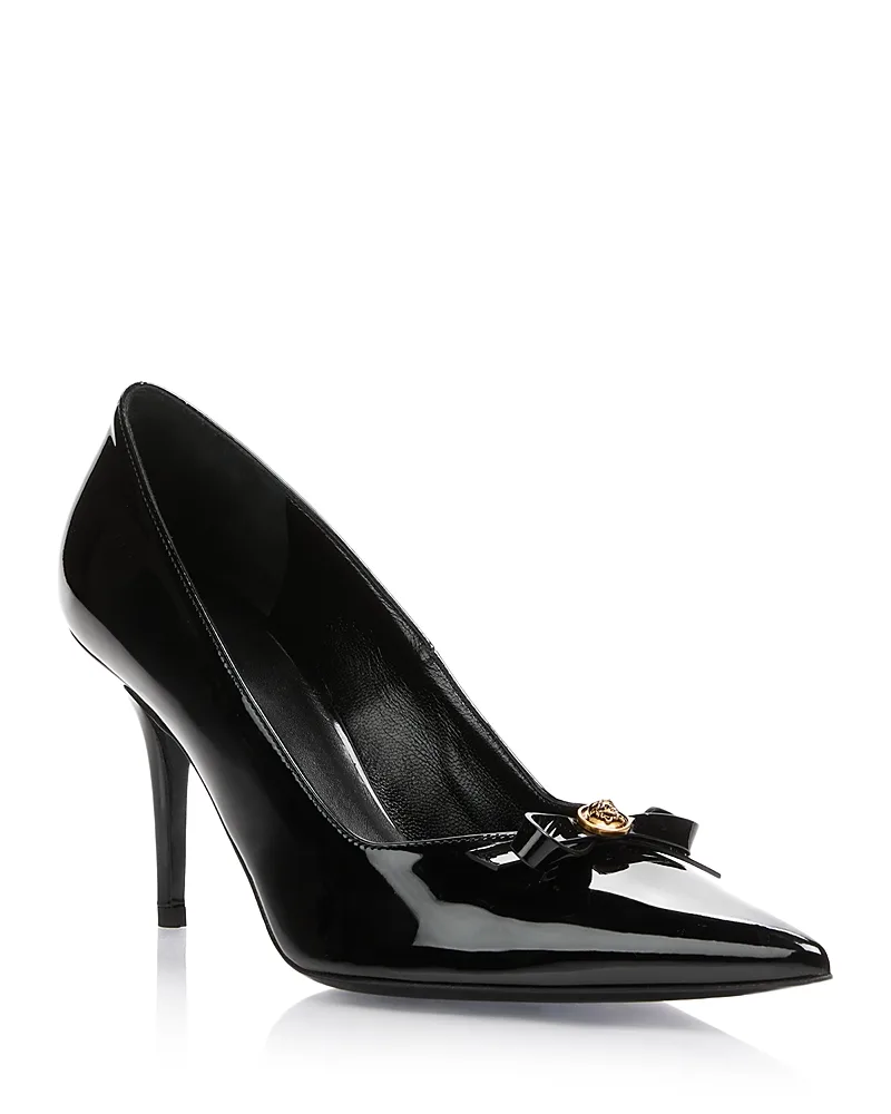 Gianni Ribbon Patent Leather Pumps by Versace