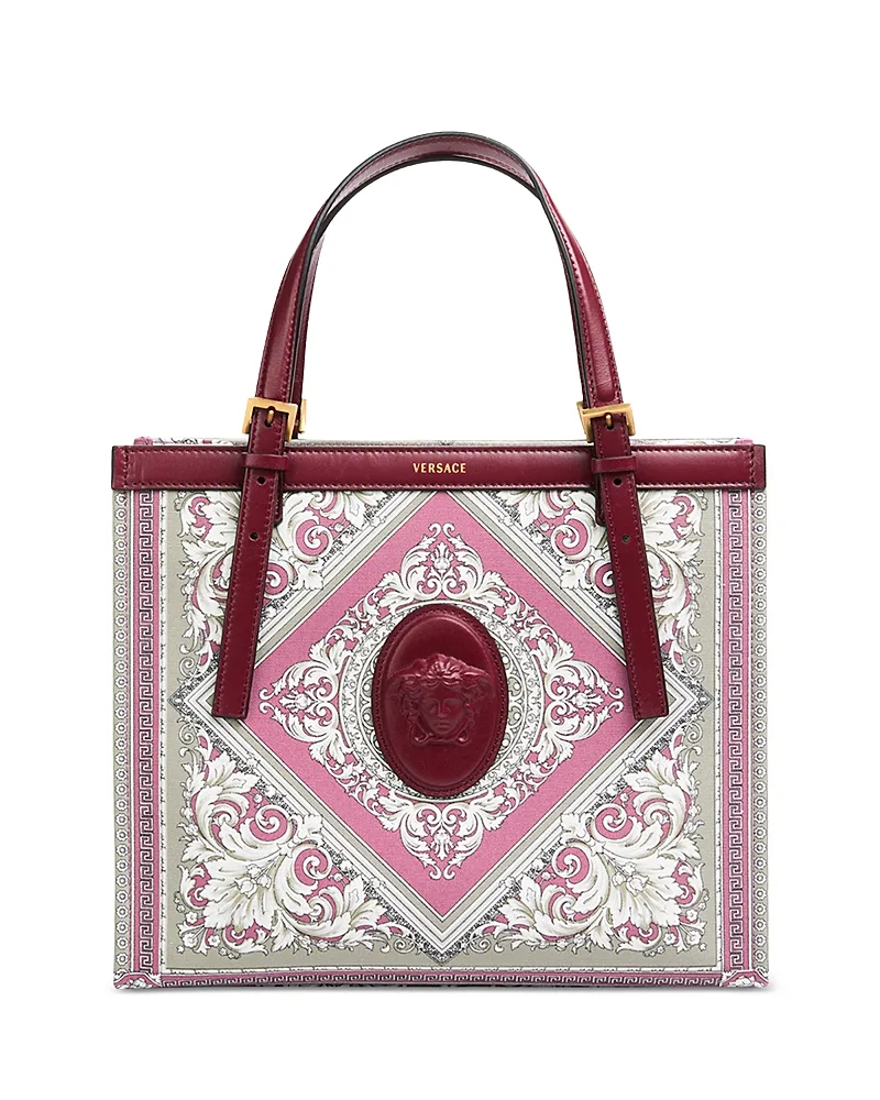 Neoclassic Barocco Canvas & Leather Mini Tote by Versace