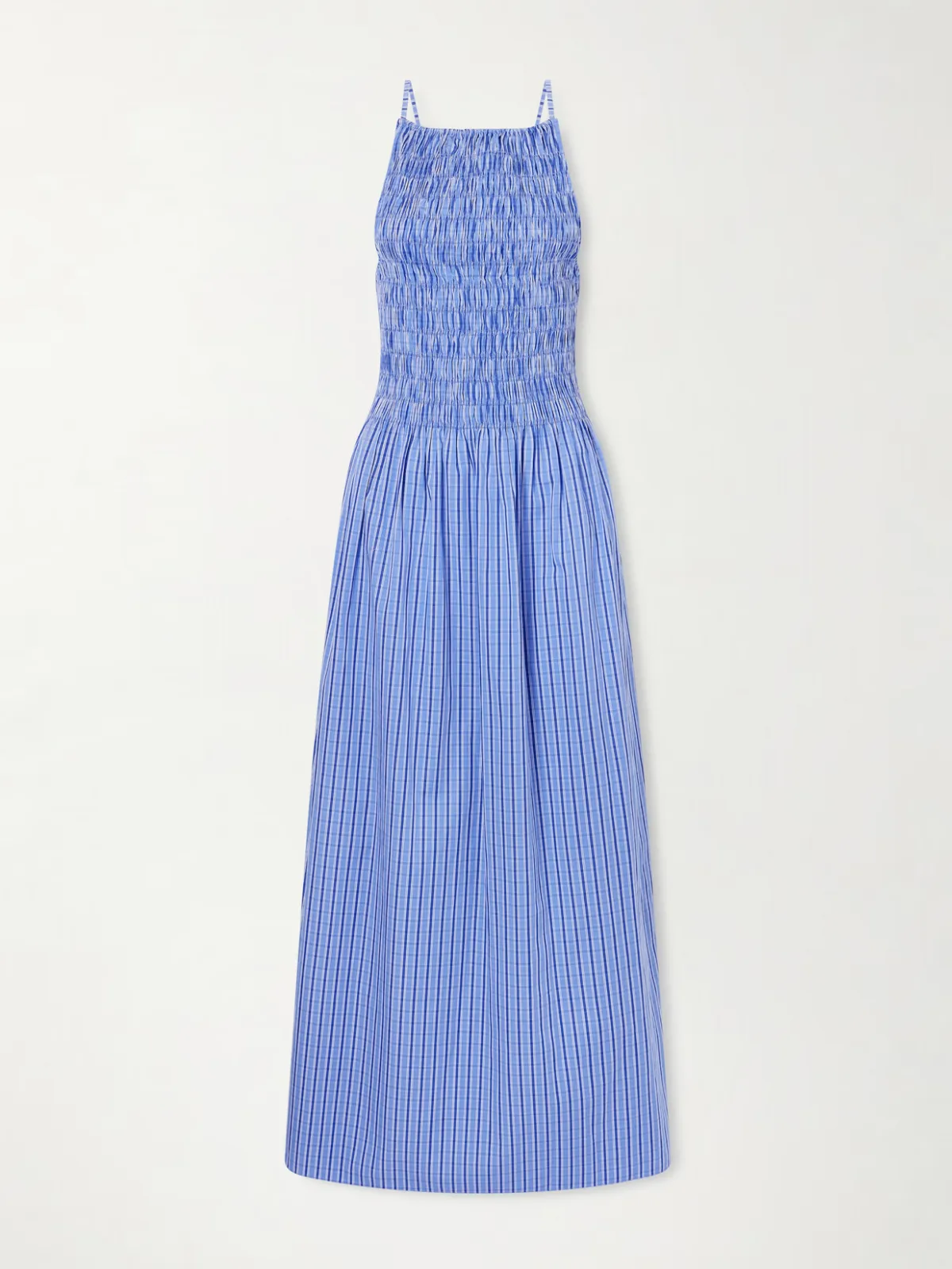 - Laia Shirred Checked Cotton-poplin Maxi Dress -