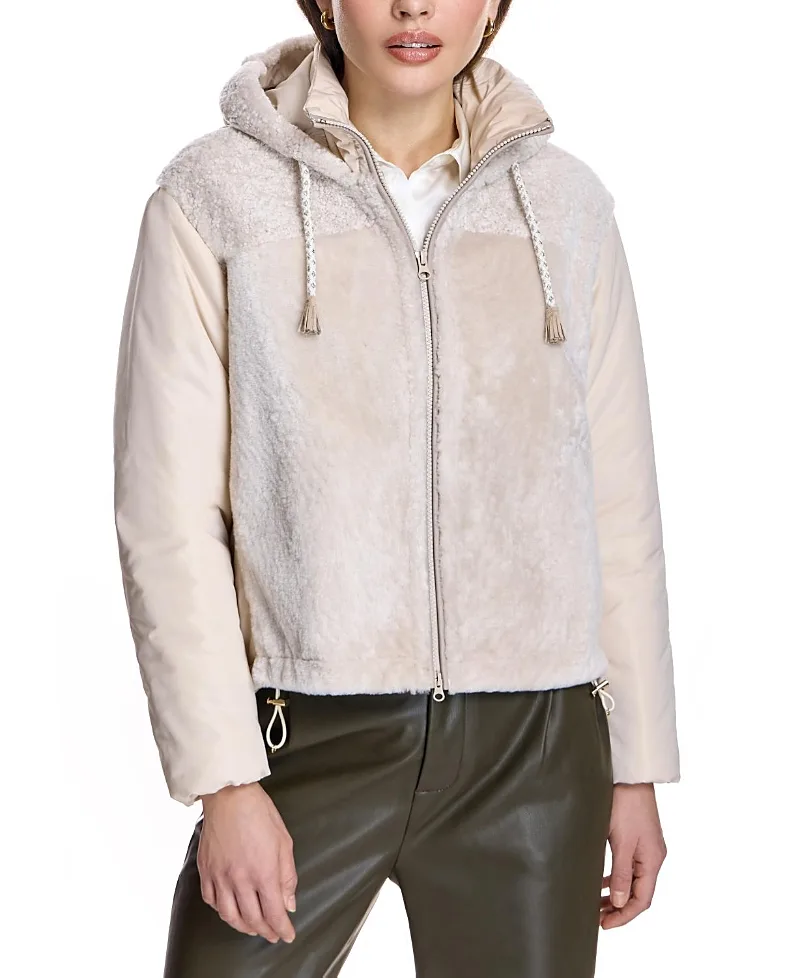 Contrast Sleeve Shearling Jacket by Maximilian