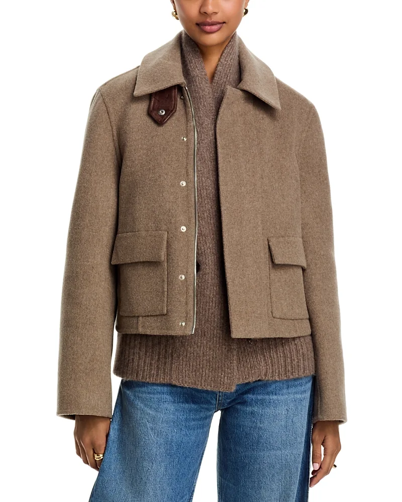 Wool Remi Funnel Neck Jacket by Brandon Maxwell