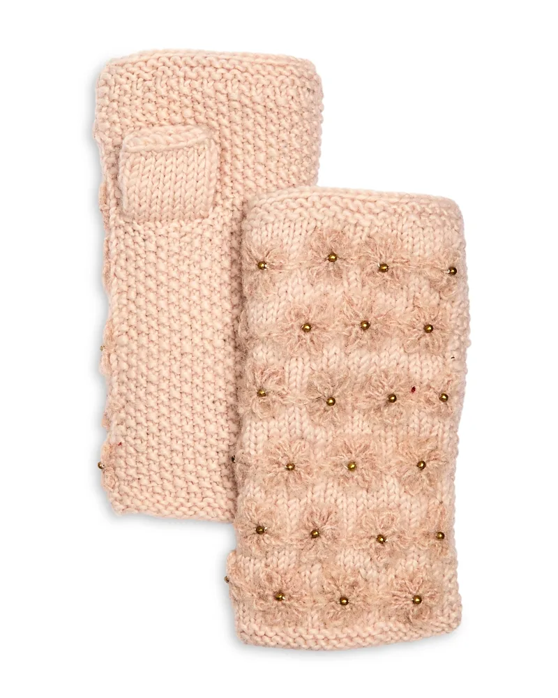 Floral Wool Fingerless Gloves by French Knot