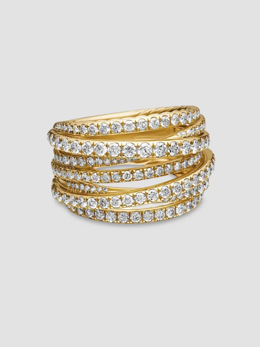 Pav Crossover Ring in 18K Yellow Gold by David Yurman