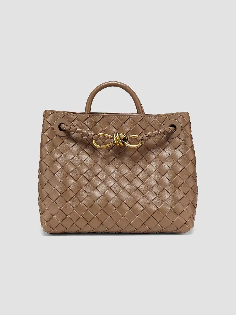 Andiamo Small Intrecciato-Leather Top-Handle Bag
