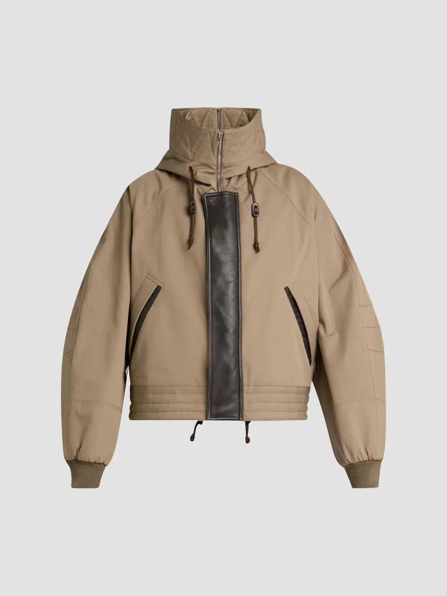 Cotton Canvas & Leather Padded Jacket by Bottega Veneta