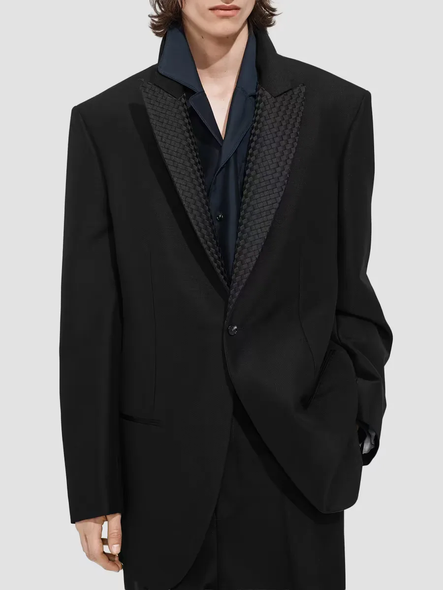 Intrecciato-Lapel Mohair-Wool Jacket by Bottega Veneta