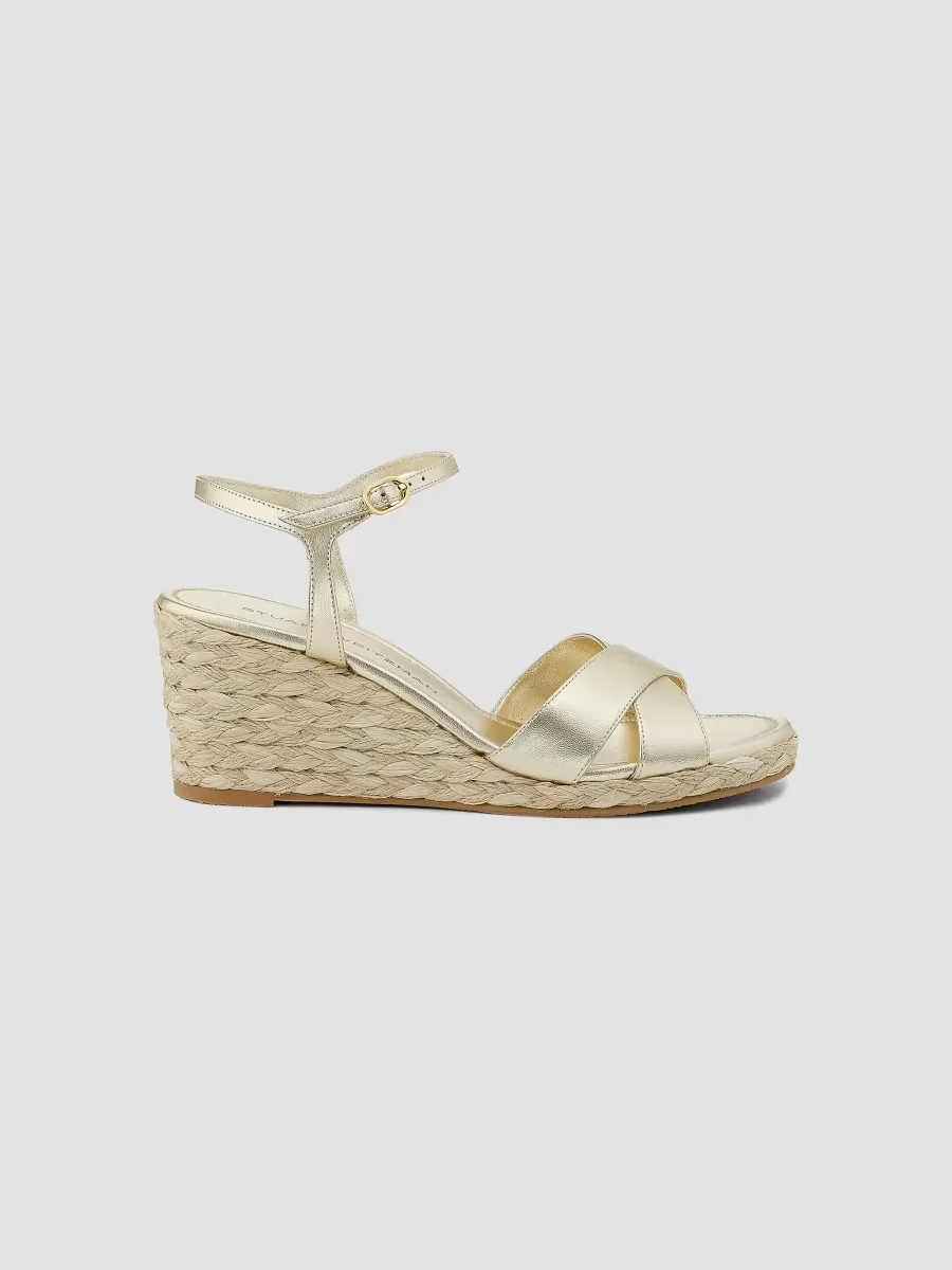 Dayna Metallic-Leather Espadrille Wedges by Stuart Weitzman
