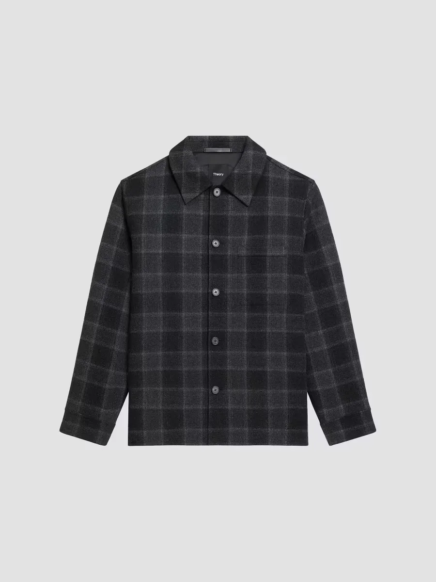 Check Double-Face Wool-Cashmere Overshirt by Theory