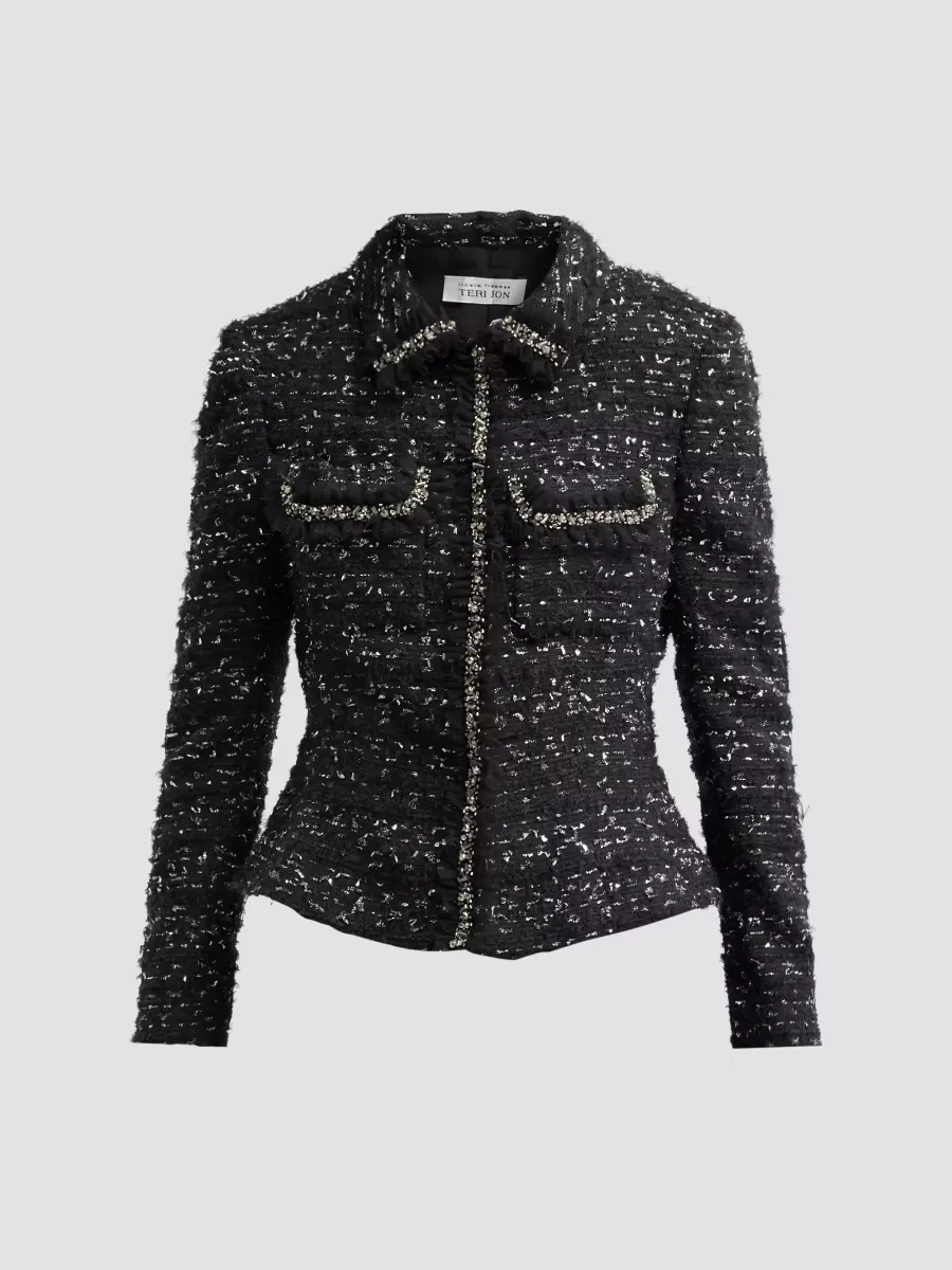 Metallic Boucle Jacket by Teri Jon
