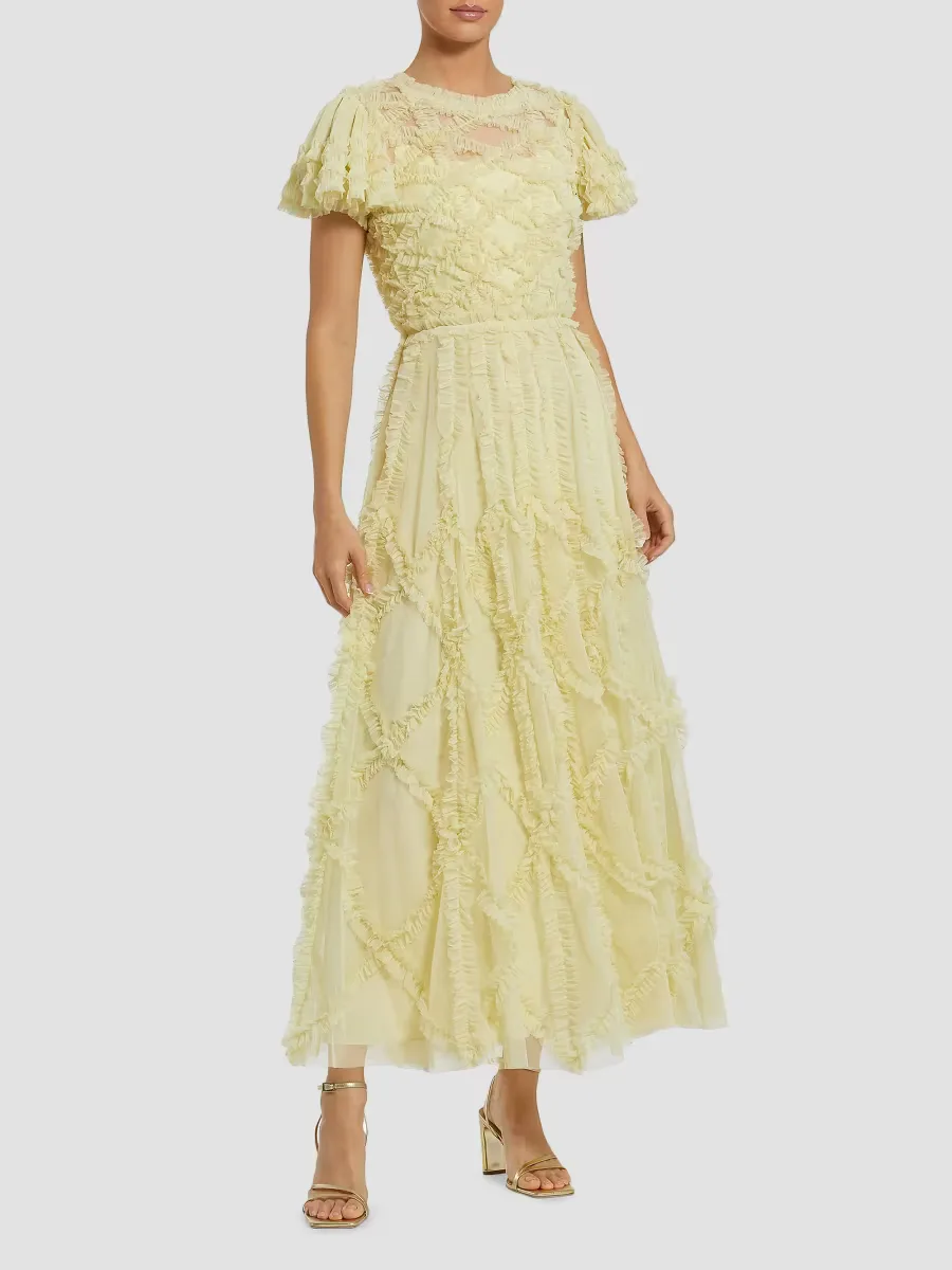 Mac Duggal Ruffled Mesh Fit & Flare Gown by M.A.C.