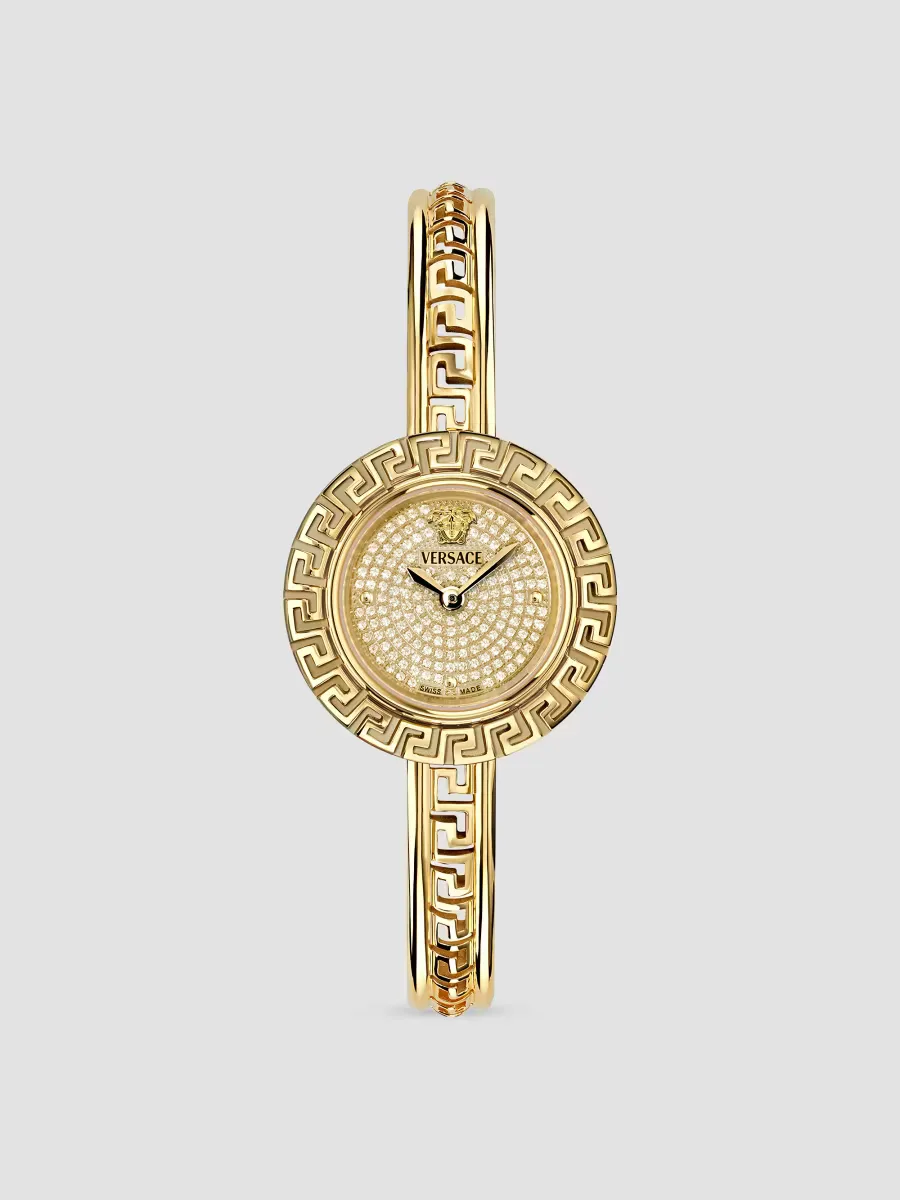 Greca Goldtone Stainless Steel, 0.39 TCW Diamond & Leather 3-Piece Watch Set/28MM by Versace