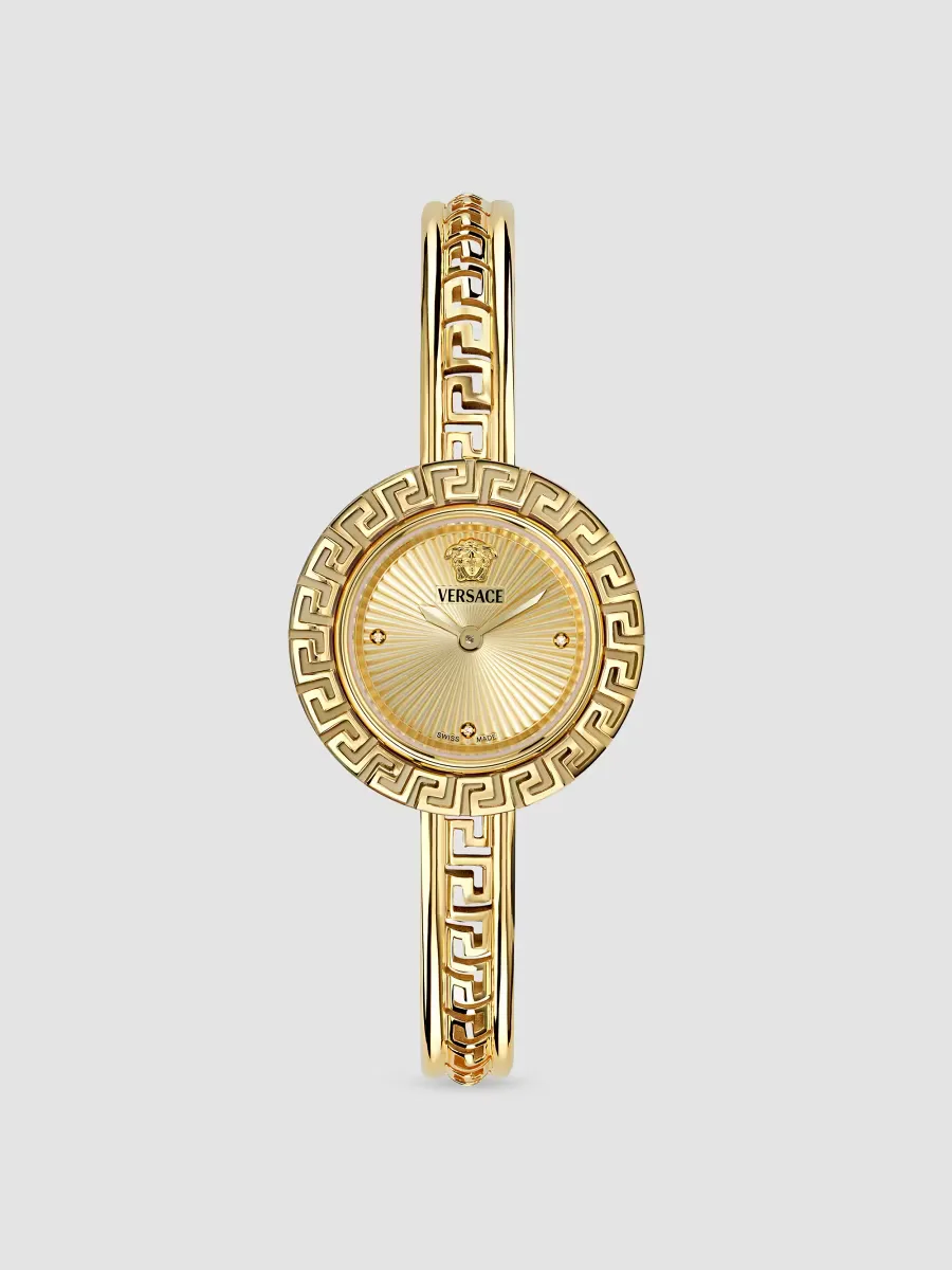 Greca Goldtone Stainless Steel, 0.01 TCW Diamond & Leather 3-Piece Watch Set/28MM by Versace