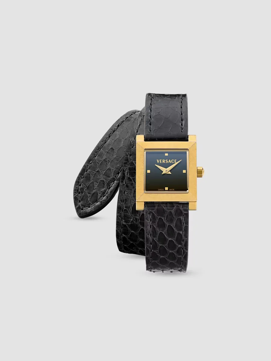Mosaic Goldtone Stainless Steel & Leather Wrap Watch/22MM by Versace