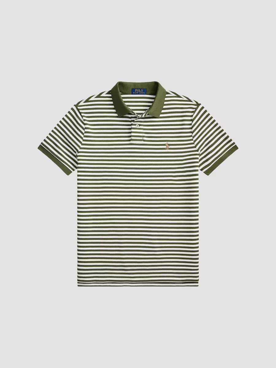 Striped Logo Mesh Cotton Polo Shirt by Polo Ralph Lauren