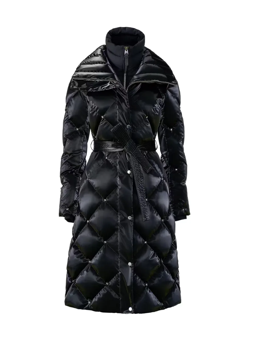 Izumi-Glo Rhinestone High-Gloss Quilted Coat by Mackage