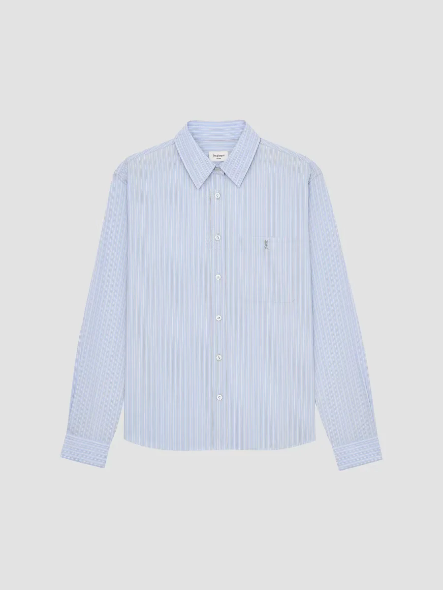 Cassandre Shirt in Striped Cotton Poplin by Saint Laurent
