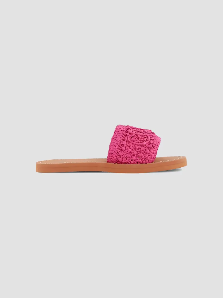 Aqua Logo Straw Slide Sandals by Chloé